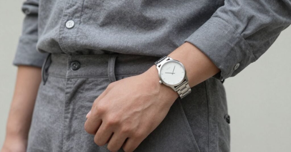 Accessories Guide with grey shirt