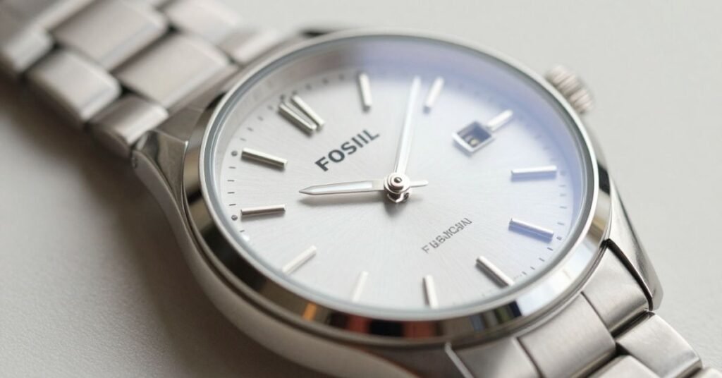fossil silver watch