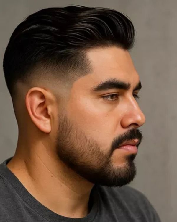 Combed Over Fringe with Taper Fade