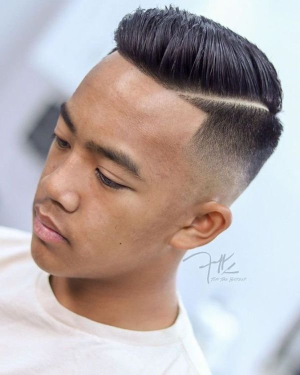 High Volume Comb Over with Mid Skin Fade