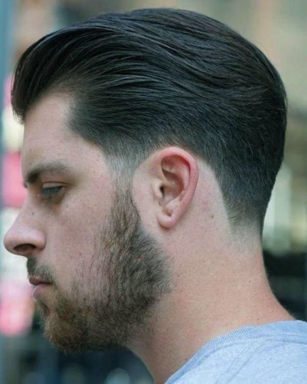 Long Brush Back with Low Fade