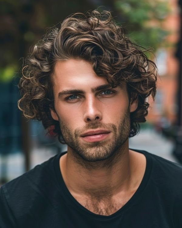 Long Messy Curls with Beard