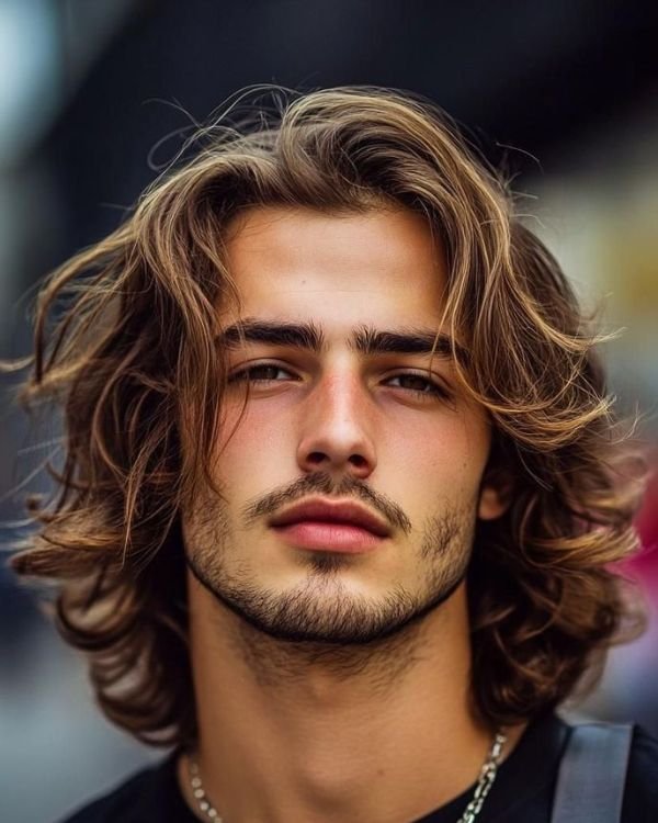 Long, Parted Curly Hair