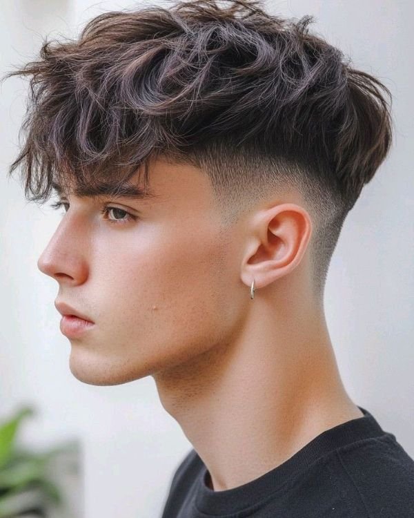 Long Textured Shaggy Hair with Short Sides
