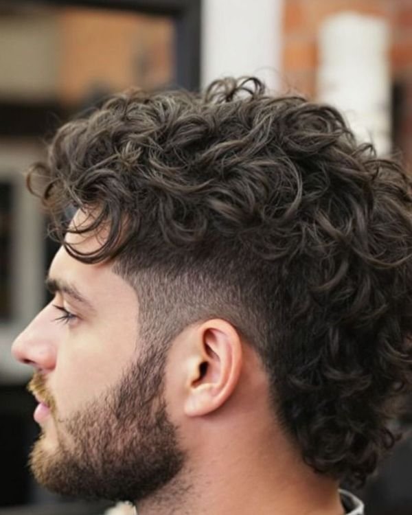 Messy Curly Mohawk with Temp Taper and Fringe