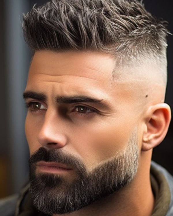 Messy Short Spiky Hair Fade with Beard