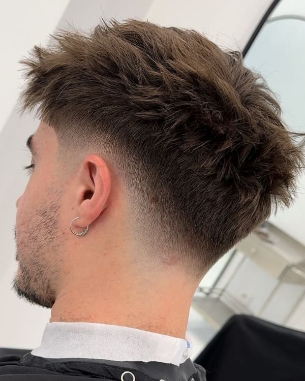 Messy Spiky Hair and Fringe with Low Drop Fade