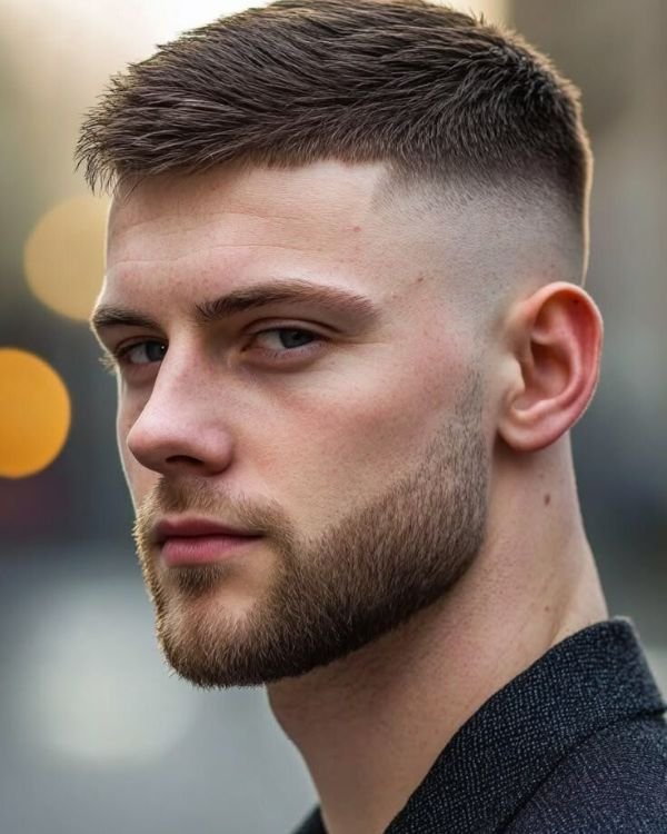 Short Brush Forward with High Skin Fade