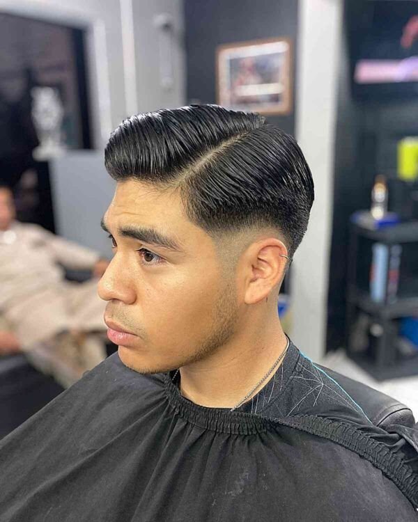 Short Comb Over with Low Drop Fade