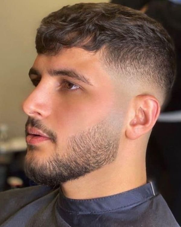Short Fringe with Mid Fade and Beard