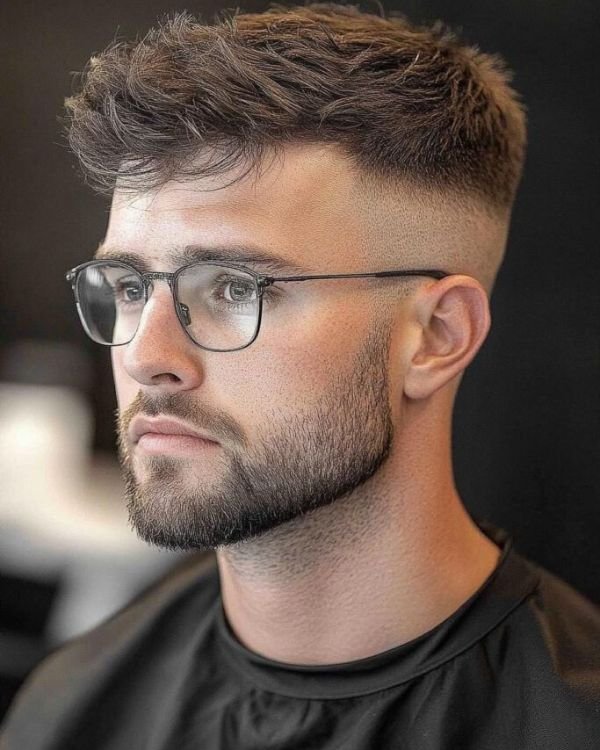 Textured Short Hairstyle with Mid Fade
