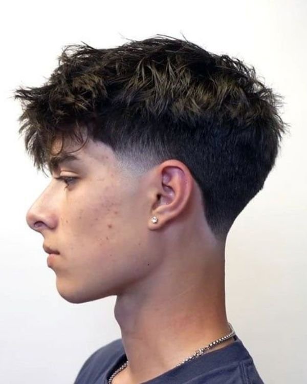 Thick, Messy Crop with Low Taper Fade