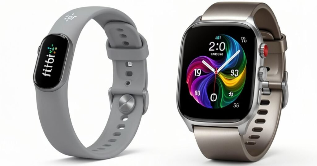 Design and Display of fitbit and samsung watch